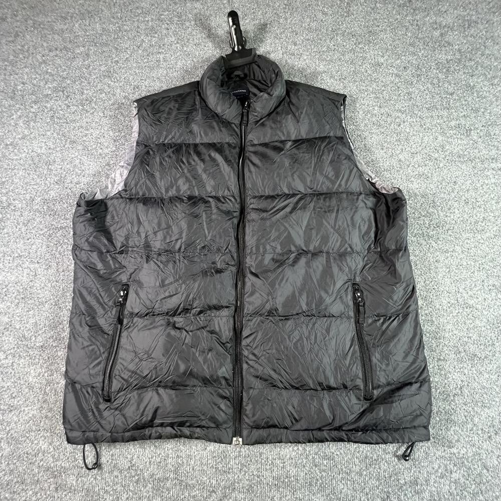 Lands' End Puffer Vest Jacket Men's XL Black Nylon Hiking Gorpcore Travel Zip-Up